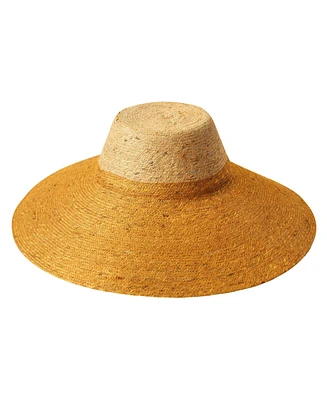 Brunna.co Riri Duo Jute Handwoven Straw Hat In Nude & Golden Yellow