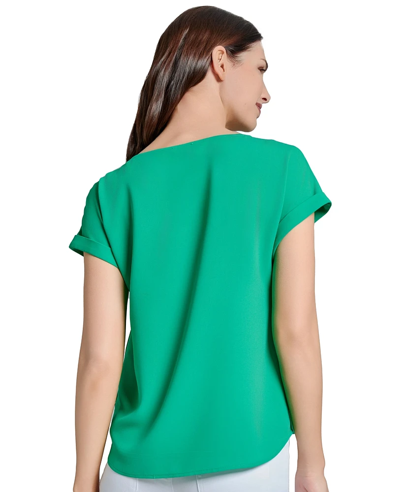Jones New York Petite Solid Side-Button Blouse