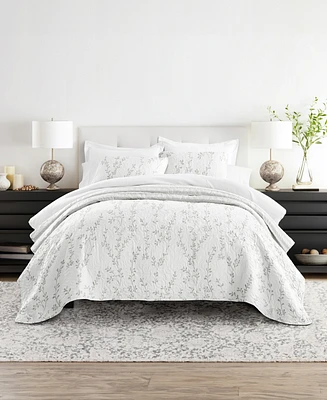 ienjoy Home Sprouting Vines Stripe Reversible 3-Pc. Lightweight Quilt Set