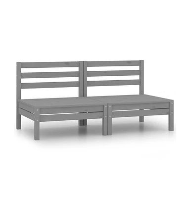 Patio Middle Sofas 2 pcs Gray Solid Wood Pine