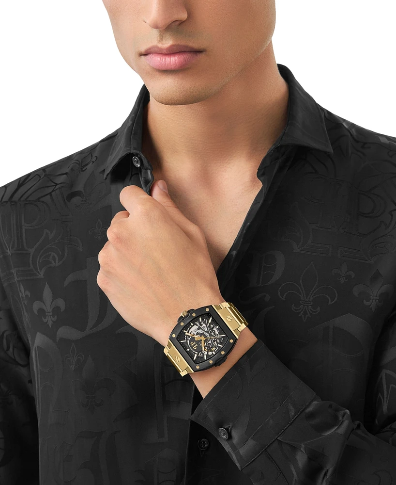 Philipp Plein Men's Automatic The Skeleton 2.0 Gold Ion Plated Bracelet Watch 44mm