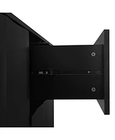 Wave Pattern Storage Cabinet with 2 Doors and 2 Drawers, Adjustable, Suitable for Study, Entrance and Living Room