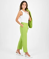 Kasper Women's Linen Mid-Rise Straight-Leg Ankle Pants
