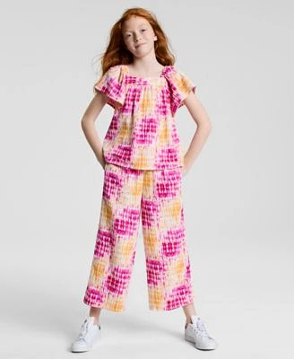 Epic Threads Little Big Girls Coast Dye Flutter Top Wide Leg Cropped Pants Exclusively At Macys