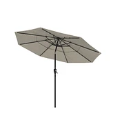 Mondawe 11 ft Solar Led Lighted 3-Tier Outdoor Patio Market Umbrella with Double Air Vent and Push Button Tilt