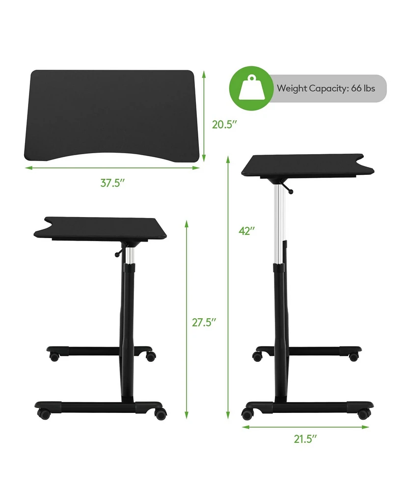 Height Adjustable Computer Desk Sit to Stand Rolling Notebook Table