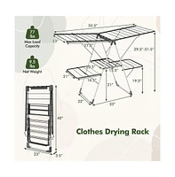 2-Tier Clothes Drying Rack with 33 Drying Rails and Height Adjustable Gullwings