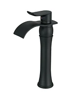 Waterfall Single Hole Single-Handle Low-Arc Bathroom Faucet With Supply Line in Matte Black