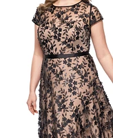 Xscape Plus Size Embellished 3D Flower Ball Gown