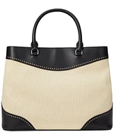 Lauren Ralph Lauren Marcy Straw & Leather Satchel