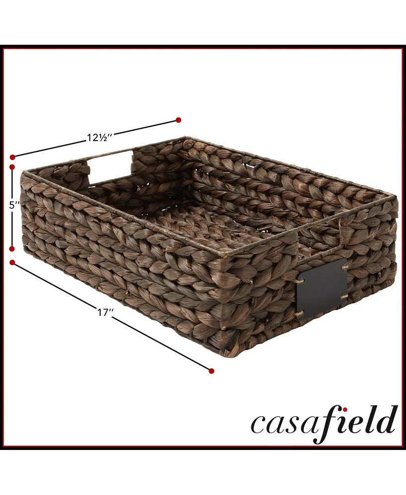 Casafield (Set of 4) Water Hyacinth 12-1/2"x17"x5" Pantry Baskets w/ Chalkboard Labels and Marker