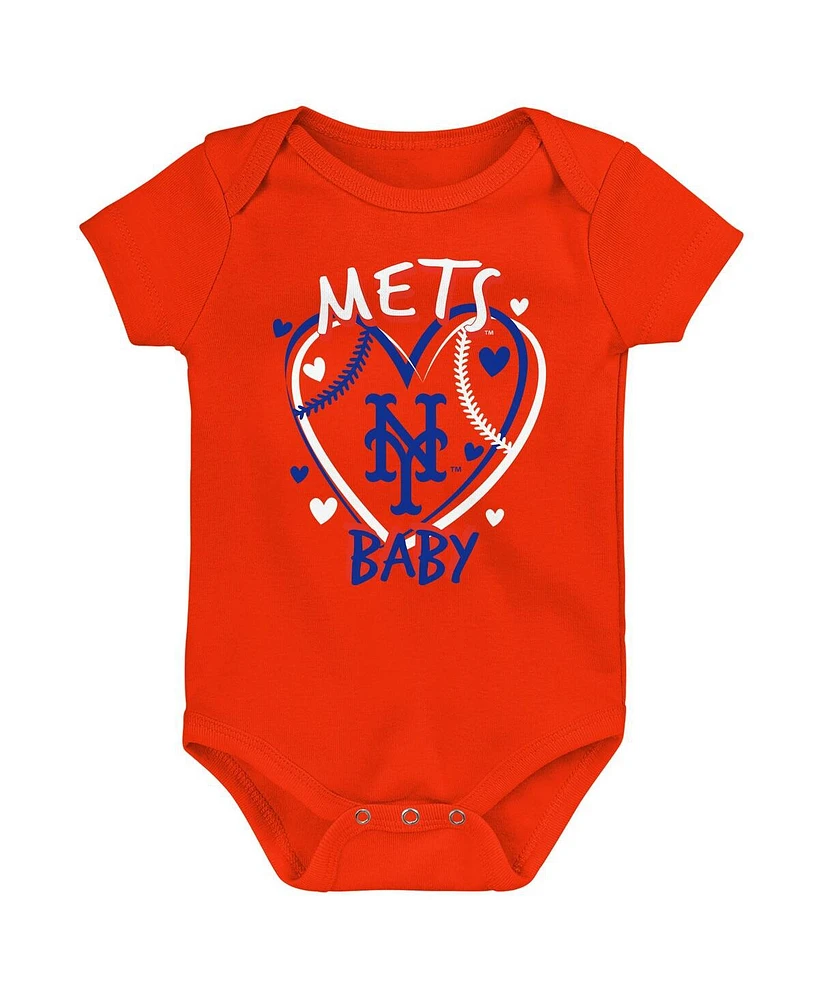 Outerstuff Baby Boys and Girls Blue New York Mets Slide Home Bodysuit, Set of 3