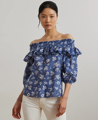 Lauren Ralph Lauren Women's Floral Voile Off-the-Shoulder Blouse
