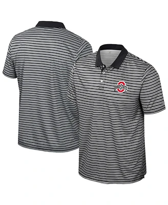 Colosseum Men's Black Ohio State Buckeyes Striped Polo Shirt