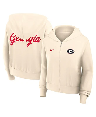 Nike Women's Cream Georgia Bulldogs Chill Midi Full-Zip Hoodie