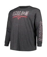 Profile Men's Heather Charcoal Texas A&M Aggies Big Tall Two-Hit Graphic Long Sleeve T-Shirt