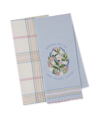 Design Imports Egg-Cellent Easter Cotton Dishtowels Set, 18"x28"