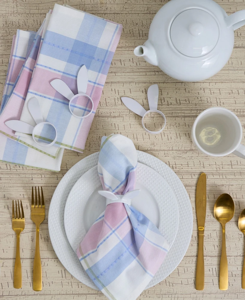 Design Imports White Bunny Ears Aluminum Napkin Ring, Set of 4