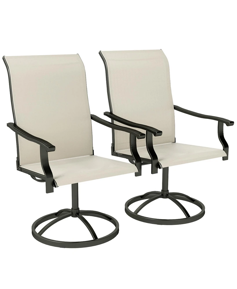 Outsunny Patio Swivel Chairs Set of 2, High Back Dining
