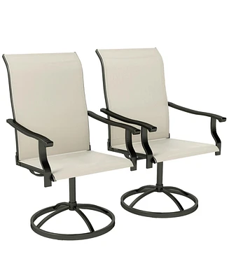 Outsunny Patio Swivel Chairs Set of 2, High Back Dining