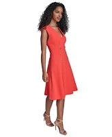 Calvin Klein Women's Scuba-Crepe Faux-Button Dress