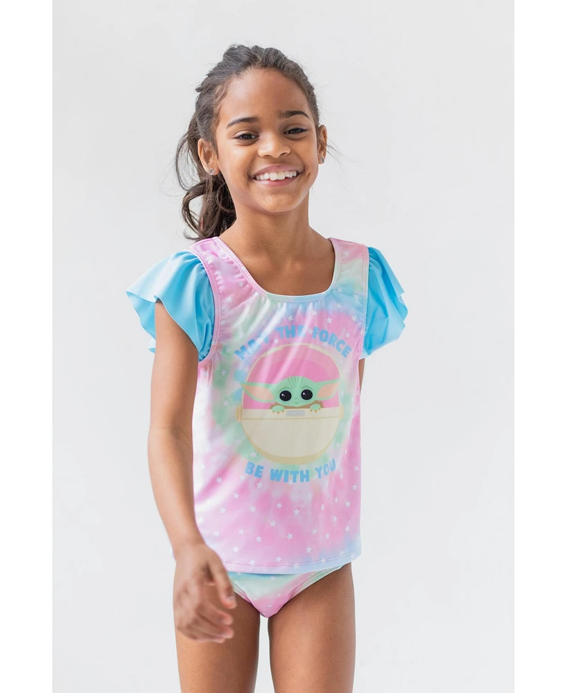 The Mandalorian Girls Star Wars Yoda Pullover Tankini Top and Bikini Bottom Swim Set