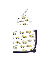 Hudson Baby Boys Gown, Swaddle Blanket and Cap or Headband