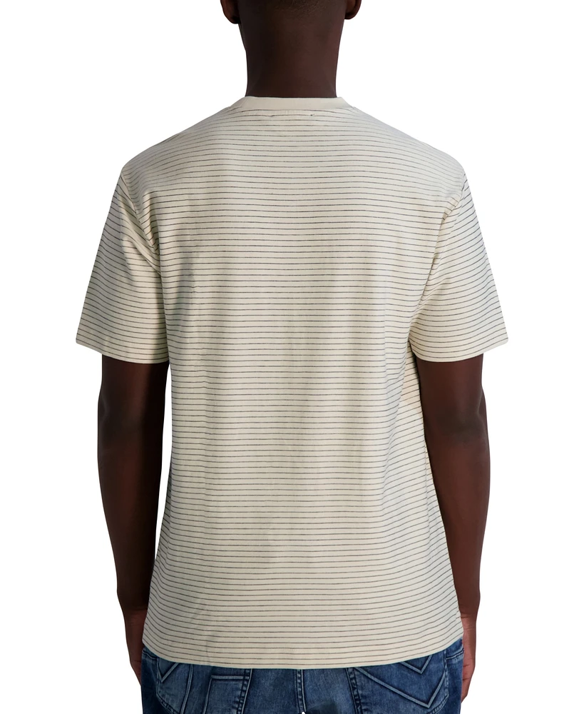 Karl Lagerfeld Paris Men's Textured Stripe Logo T-Shirt