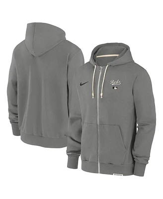 Nike Men's Charcoal Cincinnati Reds Authentic Collection Travel Performance Full-Zip Hoodie