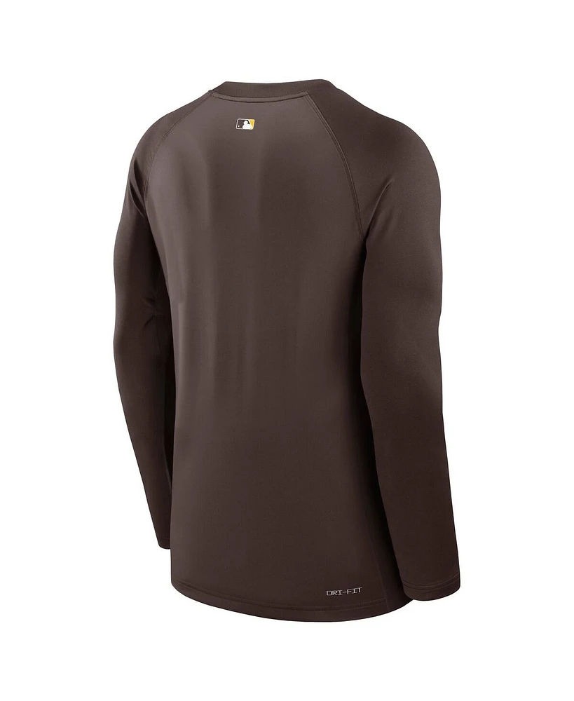 Nike Men's Brown San Diego Padres Authentic Collection Game Time Raglan Performance Long Sleeve T-Shirt