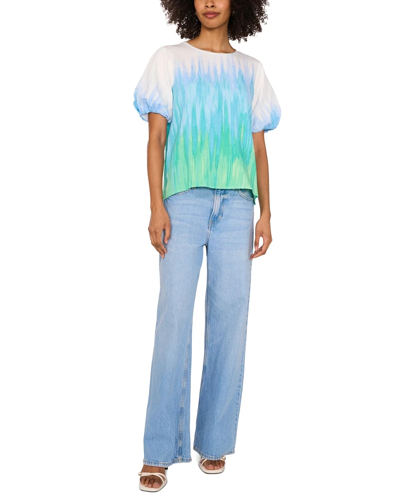 Vince Camuto Women's Tie-Dye Puff-Sleeve Top