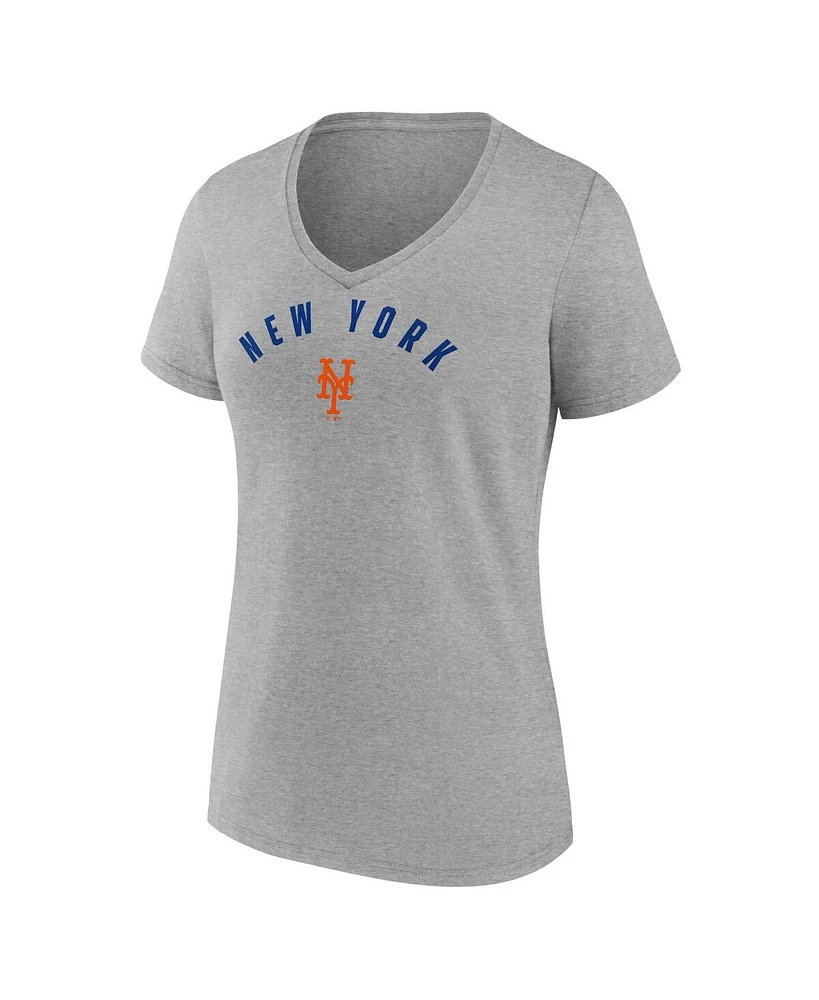 Fanatics Women's Gray New York Mets V-Neck T-Shirt