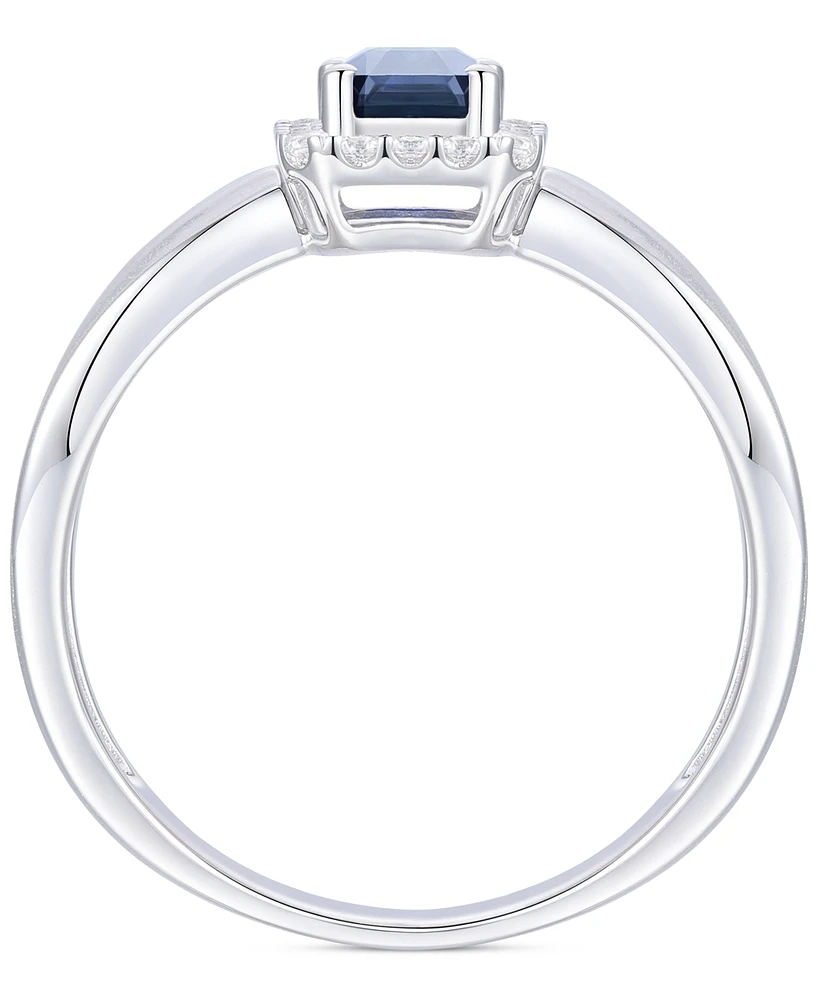 Emerald (5/8 ct. t.w.) & Diamond (1/6 Halo Ring 14k Gold (Also Ruby Sapphire)