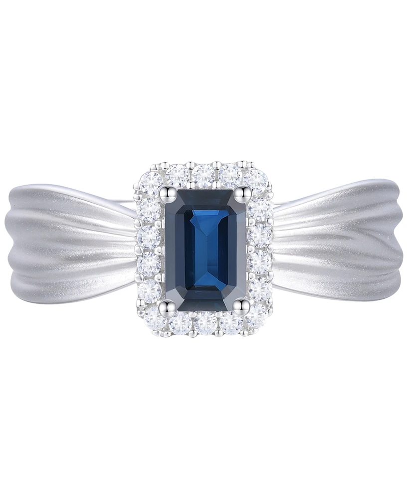 Emerald (5/8 ct. t.w.) & Diamond (1/6 Halo Ring 14k Gold (Also Ruby Sapphire)