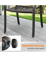 4pcs Patio Cast Aluminum Armrest Chairs Dining Stackable Outdoor White