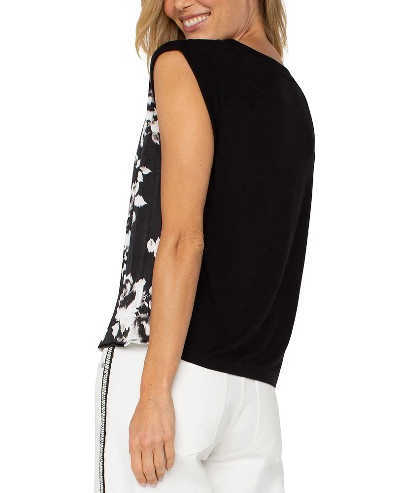 Liverpool Los Angeles Women's Printed Satin-Front Top