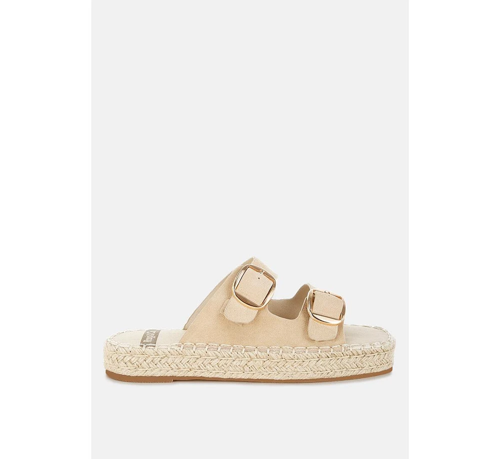 Kuopa Genuine Soft Leather Espadrille Flatform Sandals