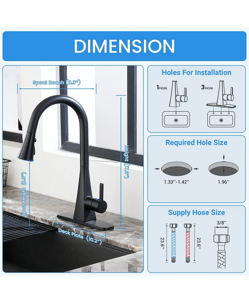 Mondawe Touchelss Pull-Down Kitchen Faucet With Sprayer