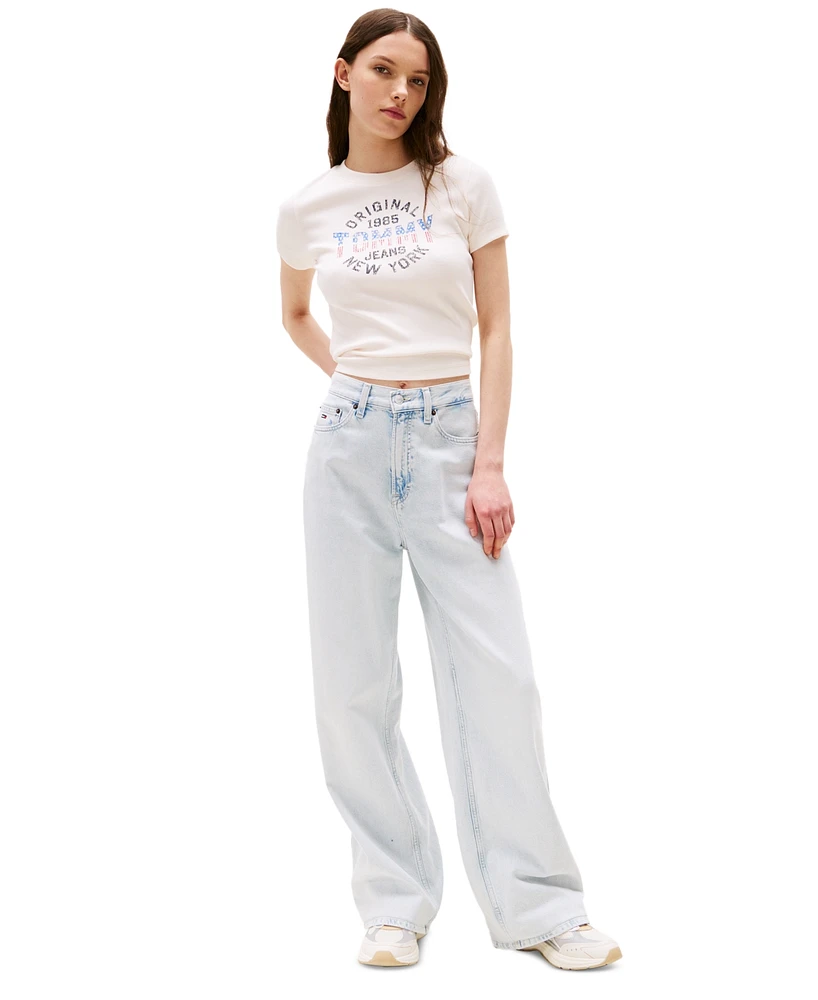 Tommy Jeans Women's Slim-Fit Ribbed Americana Graphic T-Shirt