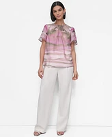 Dkny Women's Printed Puff-Shoulder Blouse