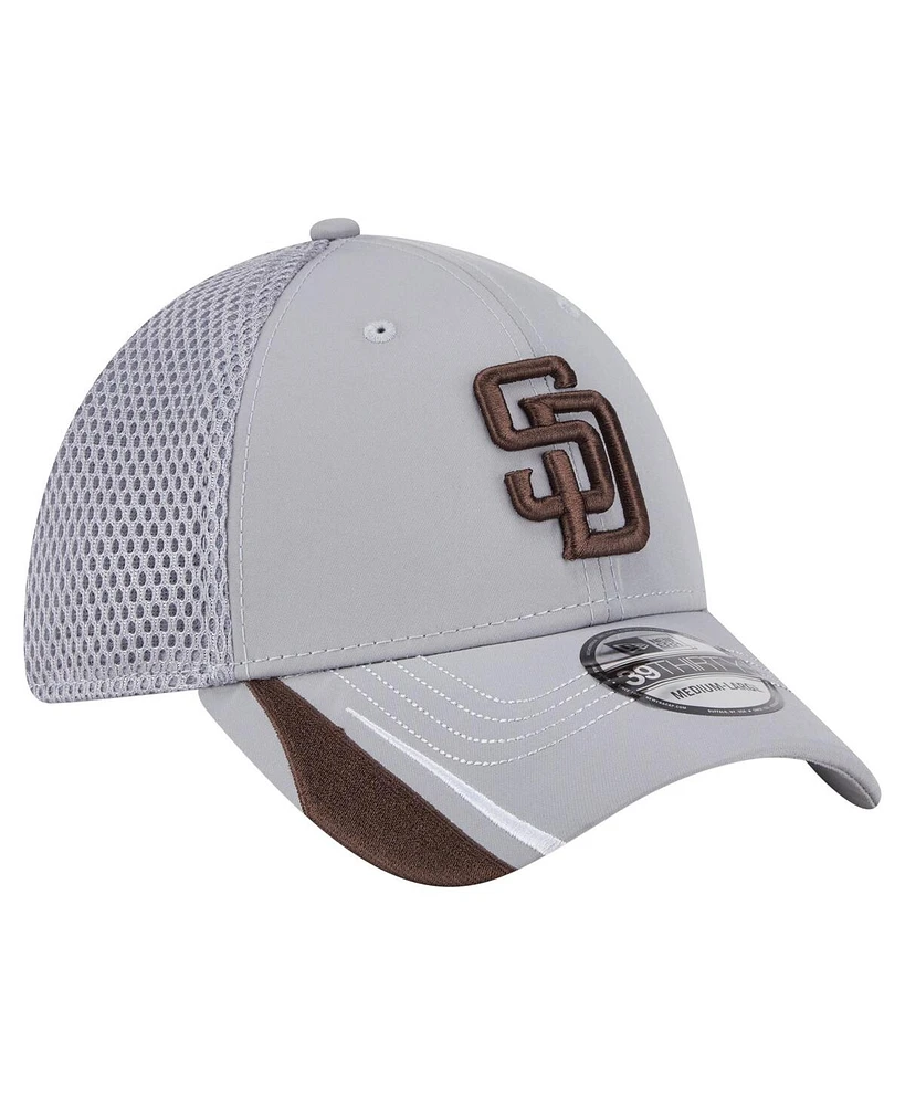 New Era Men's Gray San Diego Padres Linear 39Thirty Flex-Fit Hat
