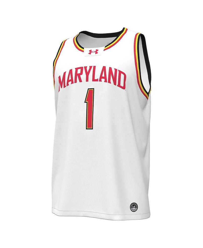 Under Armour Men's 1 White Maryland Terrapins Replica Basketball Jersey