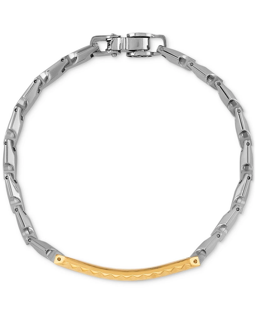 Esquire Men's Jewelry Diamond Id Bracelet (1/5 ct. t.w.) in Stainless Steel & Gold-Tone Ion-Plated Stainless Steel