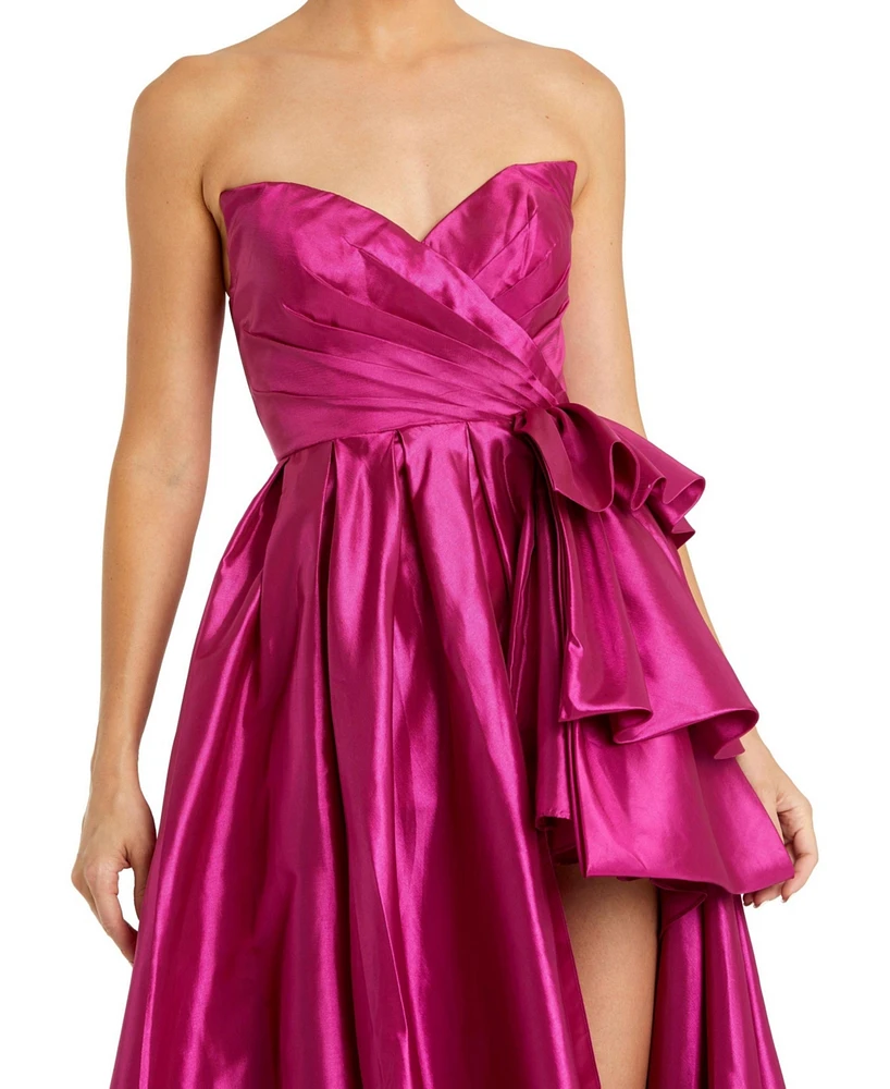 Mac Duggal Women's Strapless Taffeta Gown With Ruffle Detail