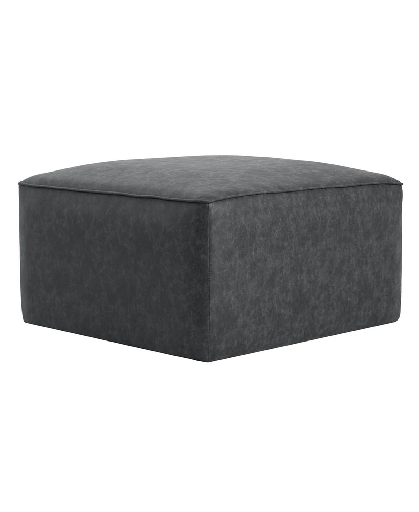 Square Pu Leather Ottoman,Black