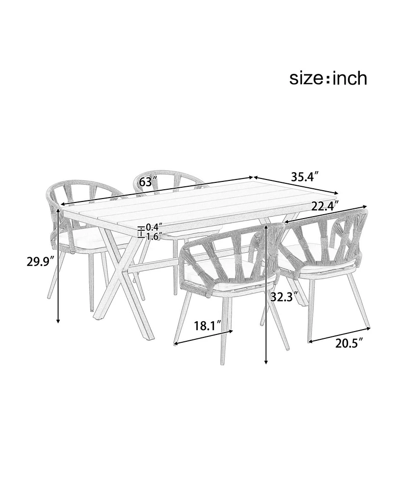 Outdoor Pe rattan set, chairs & plastic wood table