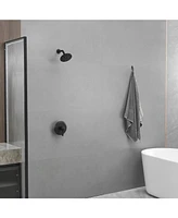 Single Handle 6-Spray Shower Faucet Set Trim Kit 1.8 Gpm with Valve and Filtered Shower Head in. Matte Black
