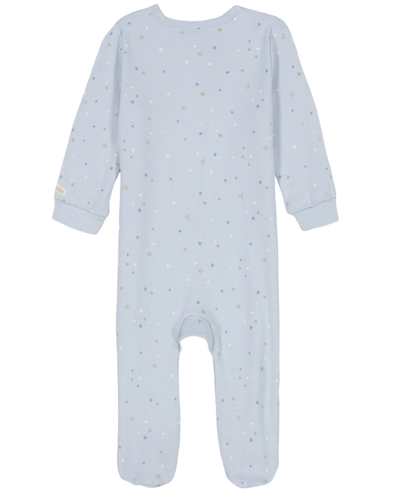 Calvin Klein Baby Boys Printed Knit Footed Zip-up Coverall