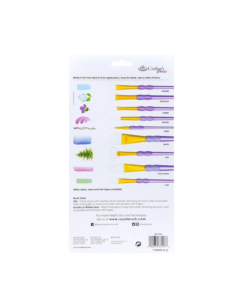 Royal & Langnickel Crafter's Choice Synthetic White Taklon Paint Brushes, 15pc