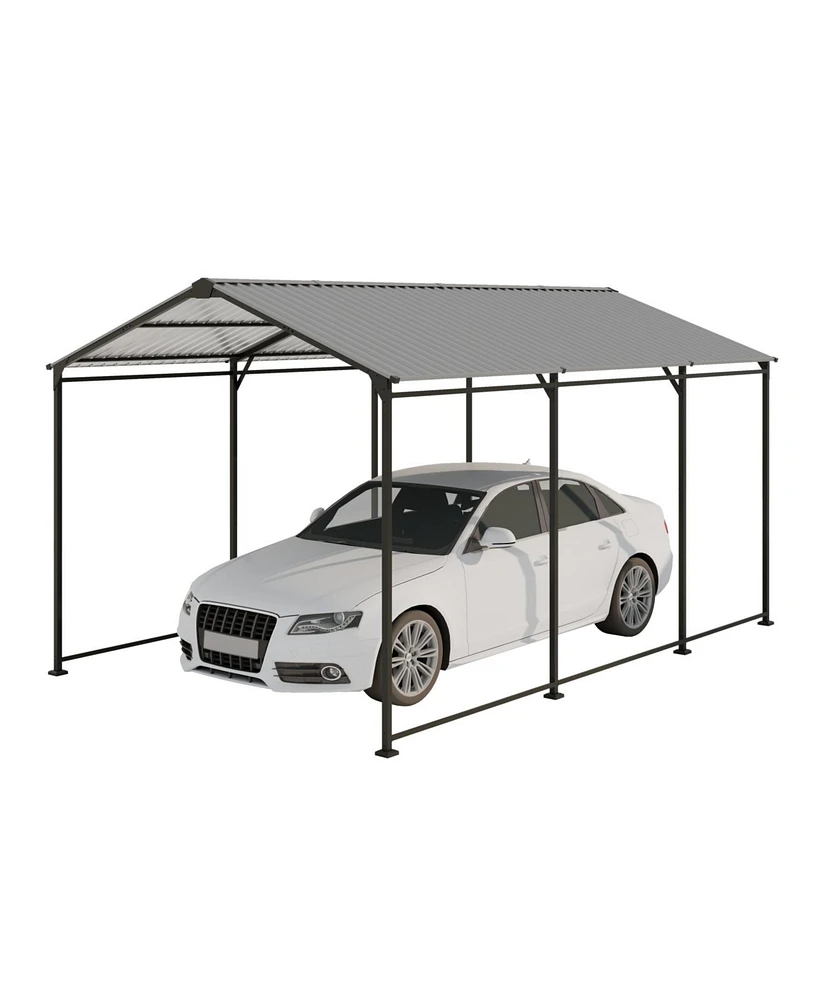 10x15 Metal Carport, Galvanized Steel Roof, Gray